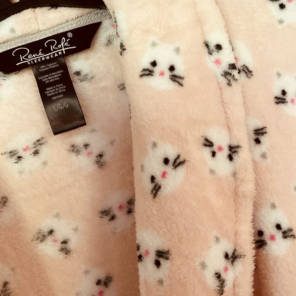 RENE ROFE Women's Plush Kitty Bathrobe NWT Size L